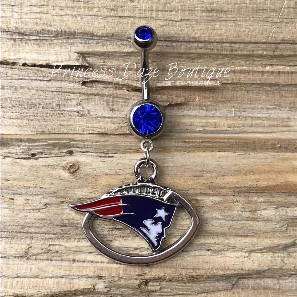NE Patriots Belly Button Ring‎